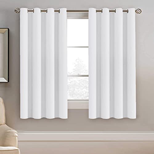 White Window Curtains 63 Inch Length Thermal Insulated Window Treatment Panel for Living Room Grommet Curtain Drape for Bedroom (52"W x 63"L (Pack of 1) / Pure White)