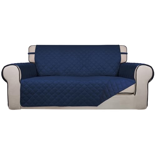 Reversible Quilted Couch Covers for Dogs Loveseat Sofa Cover 54" (Medium-XL / Navy/Navy)