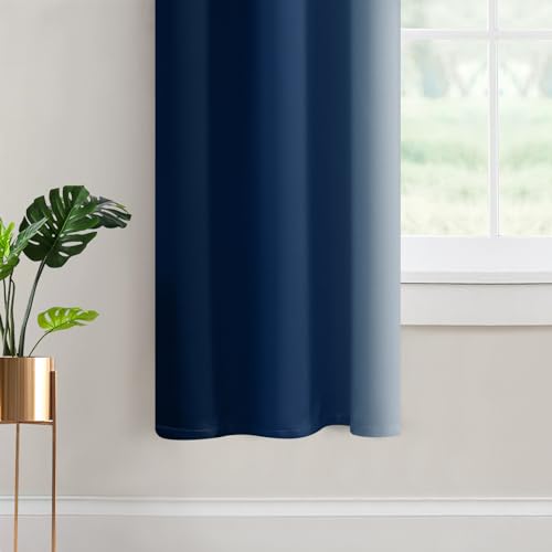 Ombre Curtains Blue and Greyish White for Living Room (42"W x 63"L (Pack of 2) / Blue)
