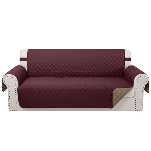 Reversible 4 Seater Sofa Cover (Burgundy/Camel / Sofa Xxl - Xxl Large (91"))