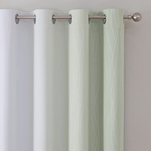 Sage Green and Greyish White Ombre Blackout Curtains for Bedroom 108 Inch (Sage and Greyish White / 52"W x 108"L (Pack of 2))