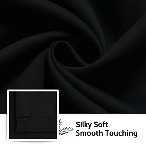 Black 100% Blackout Curtains Room Darkening Living Room 84 Inch (Black / 38"W x 84"L (Pack of 2))