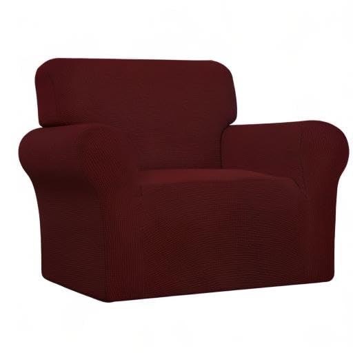 Stretch Oversized Chair Slipcover with Arm Washable Wine (Small-XL Chair / Wine)