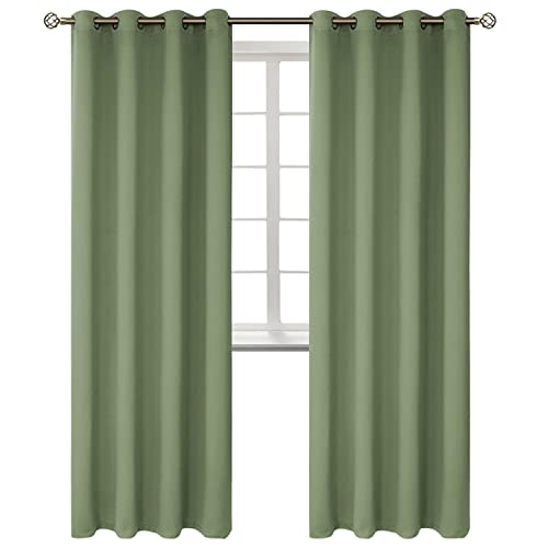 Grass Green Blackout Curtains for Living Room 84 Inch (Grass Green / 52"W x 84"L (Pack of 2))