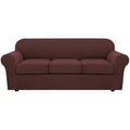4 Piece Stretch Sofa Covers for 3 Cushion Couch Covers for Living Room Furniture Slipcovers (Large / Burnt Brick)