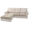 Velvet Stretch Sectional Couch Covers 3 Pieces Sofa Seat Cushion Covers L Shape Separate Couch Cover for Both Left (French Oak / 2 Seater + Chaise)