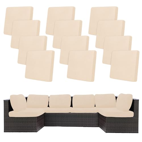 12 Pcs Outdoor Cushion Covers (Jacquard Check Beige / 12PCS)