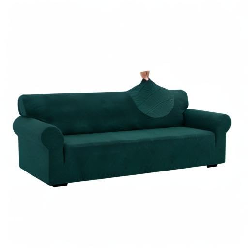 1 Piece Jacquard Couch Covers for 3 Cushion Couch High Stretch Sofa Cover for Pets Dogs Anti Slip Extra Large Sofa Slipcovers Furniture Protector (X-Large (91"-112") / New Pattern Blackish Green)