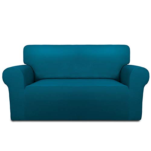 Stretch Loveseat Covers Fleece Couch Covers for Sofa Peacock Blue (Medium Loveseat / Peacock Blue)