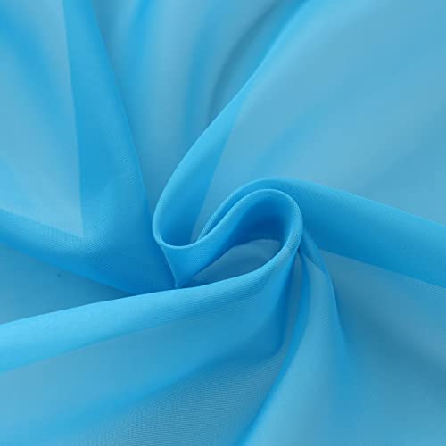 Basic Rod Pocket Sheer Voile Window Curtain Panels Cyan Blue 1 Pair 2 Panels 52 Width 96 Inch Long for Kitchen Bedroom Children Living Room Yard (Cyan Blue / 52"W x 95"L (Pack of 2))