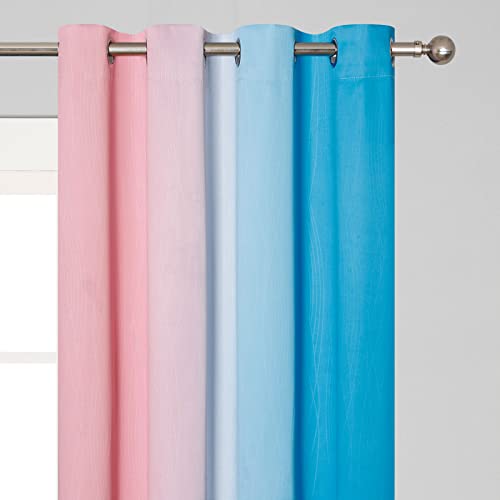 Pink and Blue Ombre Curtains for Bedroom 63 Inch Long (Pink and Blue / 52"W x 63"L (Pack of 2))