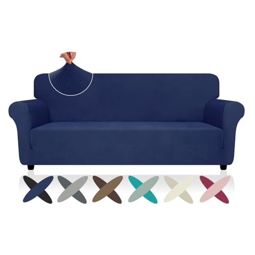 Super Stretch Couch Cover (- Navy Blue / Large (72"-92"))