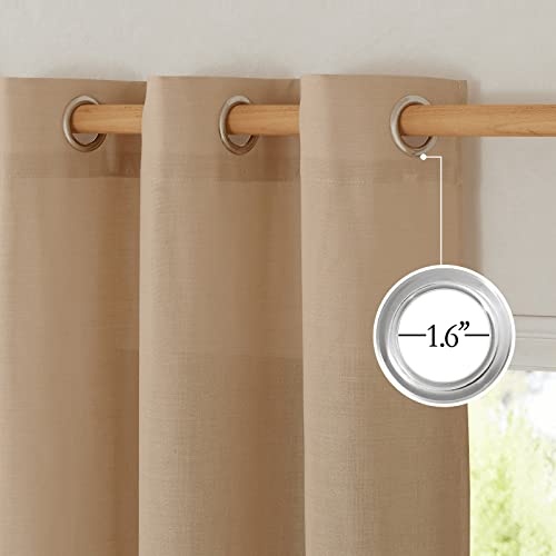 Living Room Curtains Camel Thick Linen Flax Texture (Camel / 55"W x 90"L (Pack of 2))