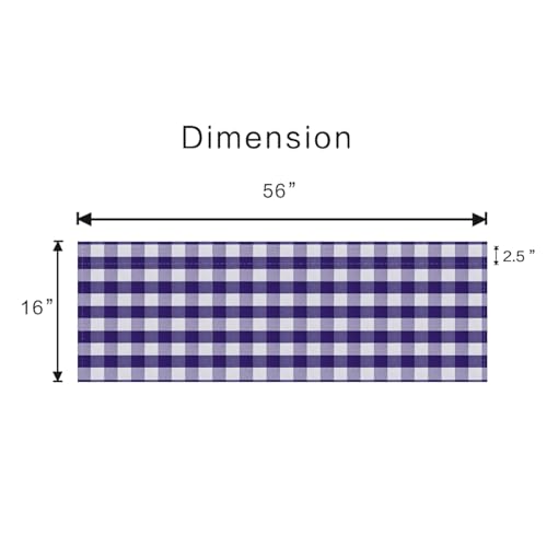 2 Pieces Valences Buffalo Check Kitchen Tier Curtains Classic Plaid Gingham Farmhouse Window Curtain Valance Living Room Bedroom Rod Pocket Purple & White 56"x 16" (56"W x 16"L (Pack of 2) / Dark Purple+white)
