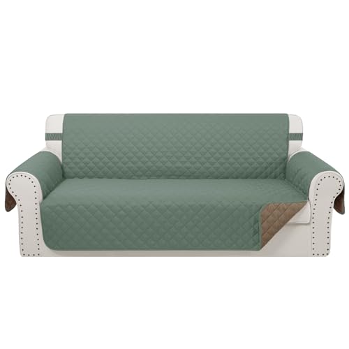 Reversible 4 Seater Sofa Cover (Greyish Green/Taupe / Sofa Xxl - Xxl Large (91"))