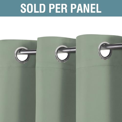 Blackout Curtain for Living Room Thermal Insulated Window Treatment Curtain 54 inch Length Energy Saving Solid Grommet Top Blackout Drape (52"W x 54"L (Pack of 1) / Sea Grass)