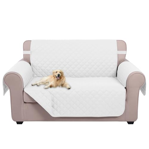 Loveseat Sofa Cover for 2 Cushion Couch (White/White / 54"loveseat-medium)