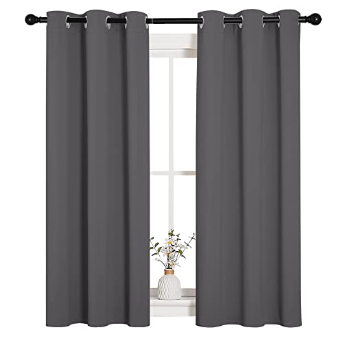 Gray Blackout Curtains for Bedroom 34" Wide x 54" Long 2 Panels (Grey / 34"W x 54"L (Pack of 2))