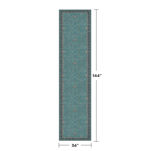 Vintage 3x12 Long Hallway Runner Rug (3' x 12' (Runner) / Emerald Teal)