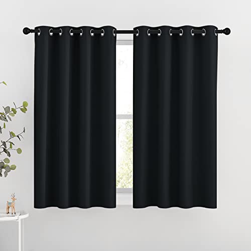 Blackout Curtains for Windows 54 inch Length (Black / 46"W x 54"L (Pack of 2))