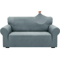 1 Piece Jacquard Couch Covers for 2 Cushion Couch High Stretch Loveseat Slipcover for Pets Dogs Anti Slip Love Seat Sofa Slipcover Furniture Protector (Medium (55"-69") / New Pattern Light Grey)