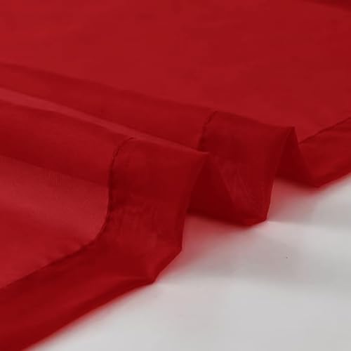Christmas Red Sheer Curtains 4 Panels Rod Pocket Semi (Christmas Red / 52"W x 72"L (Pack of 4))