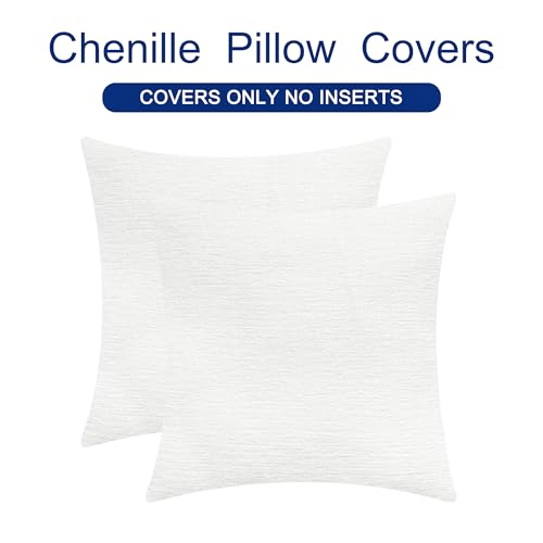 Decorative Couch Throw Pillow Covers 16 X 16 Inches True White (16" x 16" (Pack of 2) / True White)
