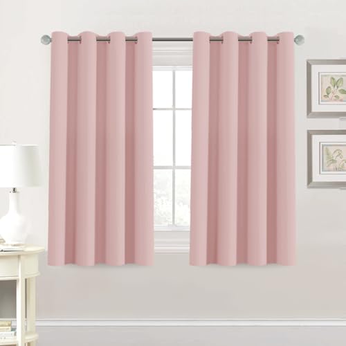 Blackout Curtain for Living Room Thermal Insulated Window Treatment Curtain 54 inch Length Energy Saving Solid Grommet Top Blackout Drape (52"W x 54"L (Pack of 1) / Baby Pink)