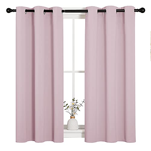 Baby Pink Room Darkening Curtains for Girls Room 34" x 45" 2 PCs (Baby Pink / 34"W x 45"L (Pack of 2))