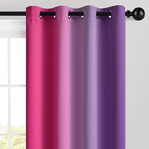 Ombre Pink and Purple Curtains for Bedroom (52"W x 72"L (Pack of 2) / Pink and Purple)