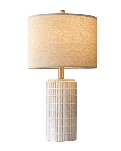 23'' Bedside Table Lamp for Bedroom Nightstands (Single - Beige and White - 23)