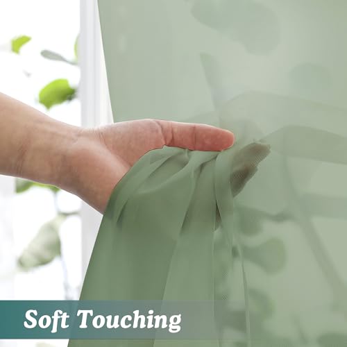 Sage Green Sheer Curtains 84 Inches Long 2 Panels (Sage Green / 59"W x 84"L (Pack of 2))