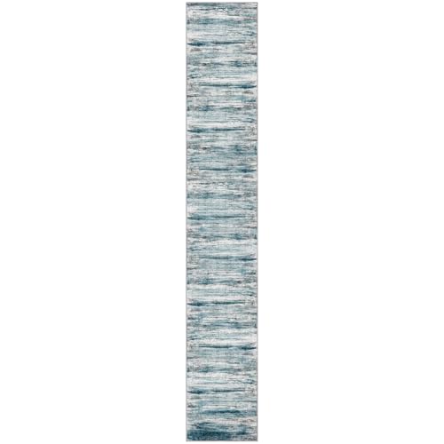 Modern Abstract Hallway Runner Rug (Blue / 2'8" x 16' (Runner))