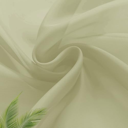 Basic Rod Pocket Sheer Voile Window Curtain Panels Sage Green 1 Pair 2 Panels 26 Width 24 Inch Long for Kitchen Bedroom Children Living Room Yard（Sage Green (Sage Green / 26"W x 24"L (Pack of 2))