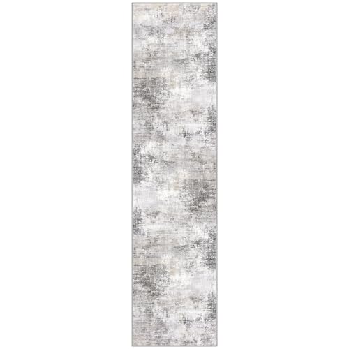 Abstract Runner Rug 2x8 Ft Washable Runners for Hallways (Ash Grey/Beige / 2' x 8' (Rectangular))