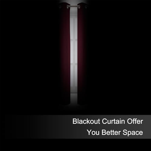 Blackout Curtains 66 x 72 Inch Long Burgundy Red Curtains Set of 2 Panels Room Darkening Curtains for Bedroom and Living Room (Burgundy Red / 66"W x 72"L (Pack of 2))