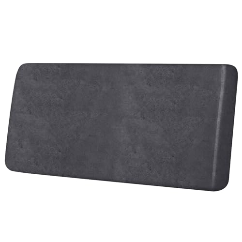 Leather Look Couch Cushion Covers Sofa Seat Slipcovers Sets Couches Furniture Protector for Sectional Armchair Loveseat Pets Kids Stretch Spandex Fabric (1 Cushion Loveseat / 01 Dark Grey)