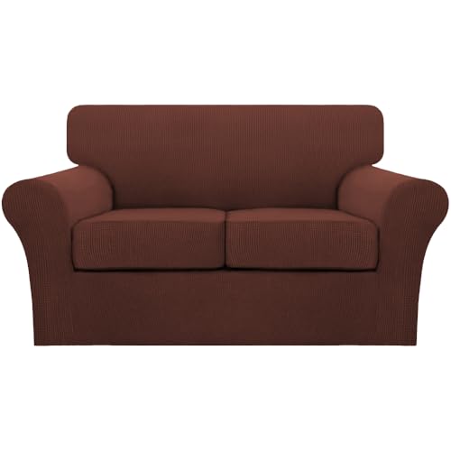 3 Piece Sofa Covers For 2 Cushion Couch Sofa Slipcover Soft Couch Cover For Dogs (Loveseat (2 Cushion) / Burnt Brick)