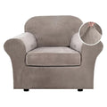 Rich Stretch 2 Piece Chair Cover Chair Slipcover Sofa Cover Furniture Protector Couch Soft with Elastic Bottom Chair Couch Cover with Arms Width Up to 49 Inch (1 Cushion Chair / Taupe)
