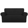 Stretch Loveseat Covers Fleece Couch Covers for Sofa Black (Medium Loveseat / Black)