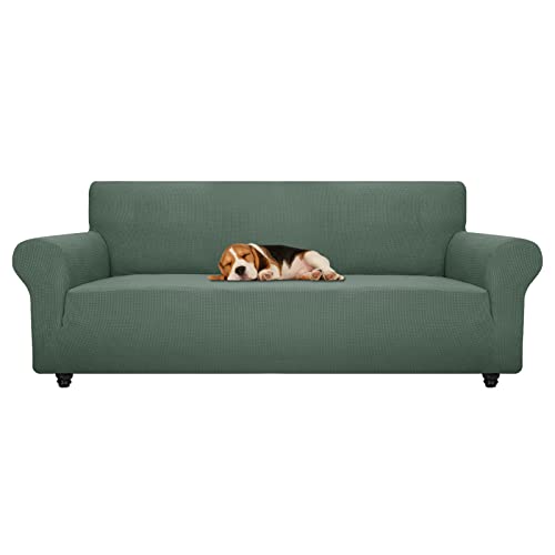 Stretch Oversized Couch Cover Universal Sofa Covers for Living Room Dogs Pet Furniture Protector Spandex Extra Large Sofa Slipcovers with Anti Slip Foam Sticks (Pea Green / X-Large (92"-115"))