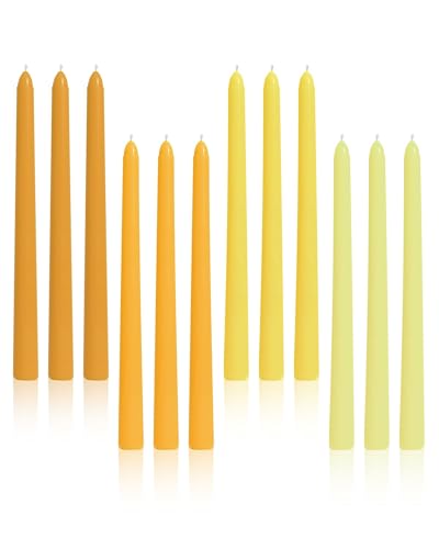 Taper Candles 10 Inch Yellow 12 Pack Unscented (Yellow / 10 Inch-12 Count)