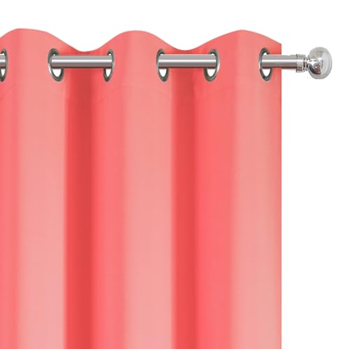Blackout Curtains 52 x 90 Inch Long Coral Curtains Set of 2 Panels Room Darkening Curtains for Bedroom and Living Room (Coral / 52"W x 90"L (Pack of 2))