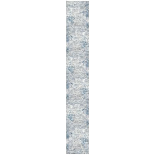 Abstract Runner Rug 3x20 Ft Extra Long Washable Runners for Hallways (Light Blue/Grey/White / 3' x 20' (Rectangular))