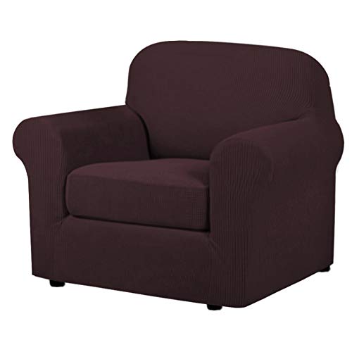 2 Pieces Chair Cover Slipcover Furniture Protector Armchair Cover Couch Covers Fit Chair Width Up to 47 Inch (Small / Chocolate)