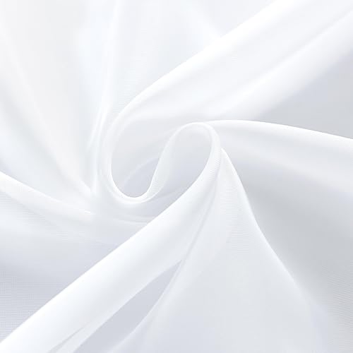 Solid Sheer Rod Pocket Curtain Voile Draperies 2 Panels White Beige Black Grey Coffee 26 Inch Width 40 Inch Long 1 Pair for Kitchen Bedroom Children Living Room Yard (White / 26"W x 40"L (Pack of 2))