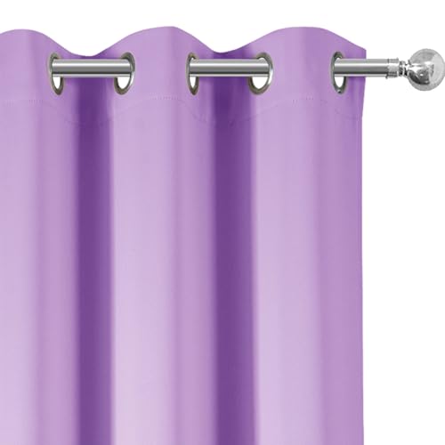 Blackout Curtains 66 x 54 Inch Long Lavender Curtains Set of 2 Panels Room Darkening Curtains for Bedroom and Living Room (Lavender / 66"W x 54"L (Pack of 2))