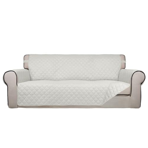 Reversible Quilted Sofa Cover Dog Couch Covers for Sofa (Large / Ivory/Ivory)
