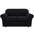 3 Piece Stretch Sofa Covers for 2 Cushion Loveseat Couch Covers for Living Room Furniture Cover (Medium / Black)