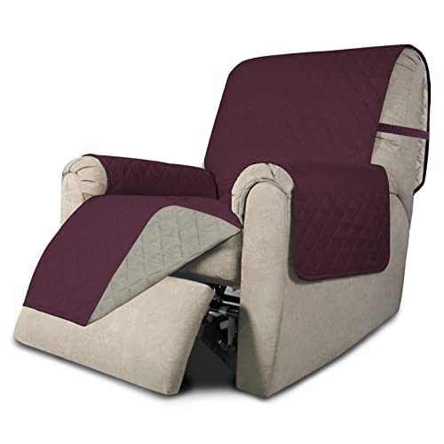 Reversible Couch Cover (Wine/Beige / Medium Recliner)